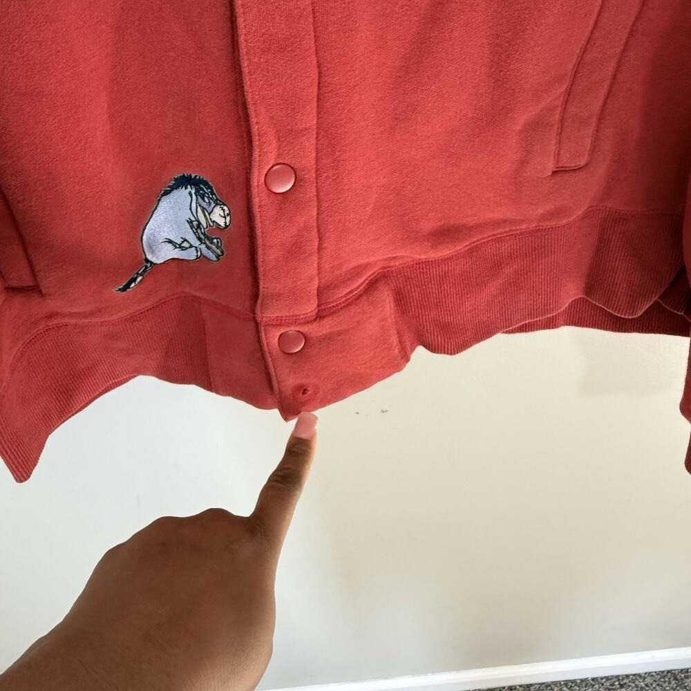 Vintage Disney Eeyore Jacket Size Medium Hooded Red Embroidered READD - Picture 4 of 6